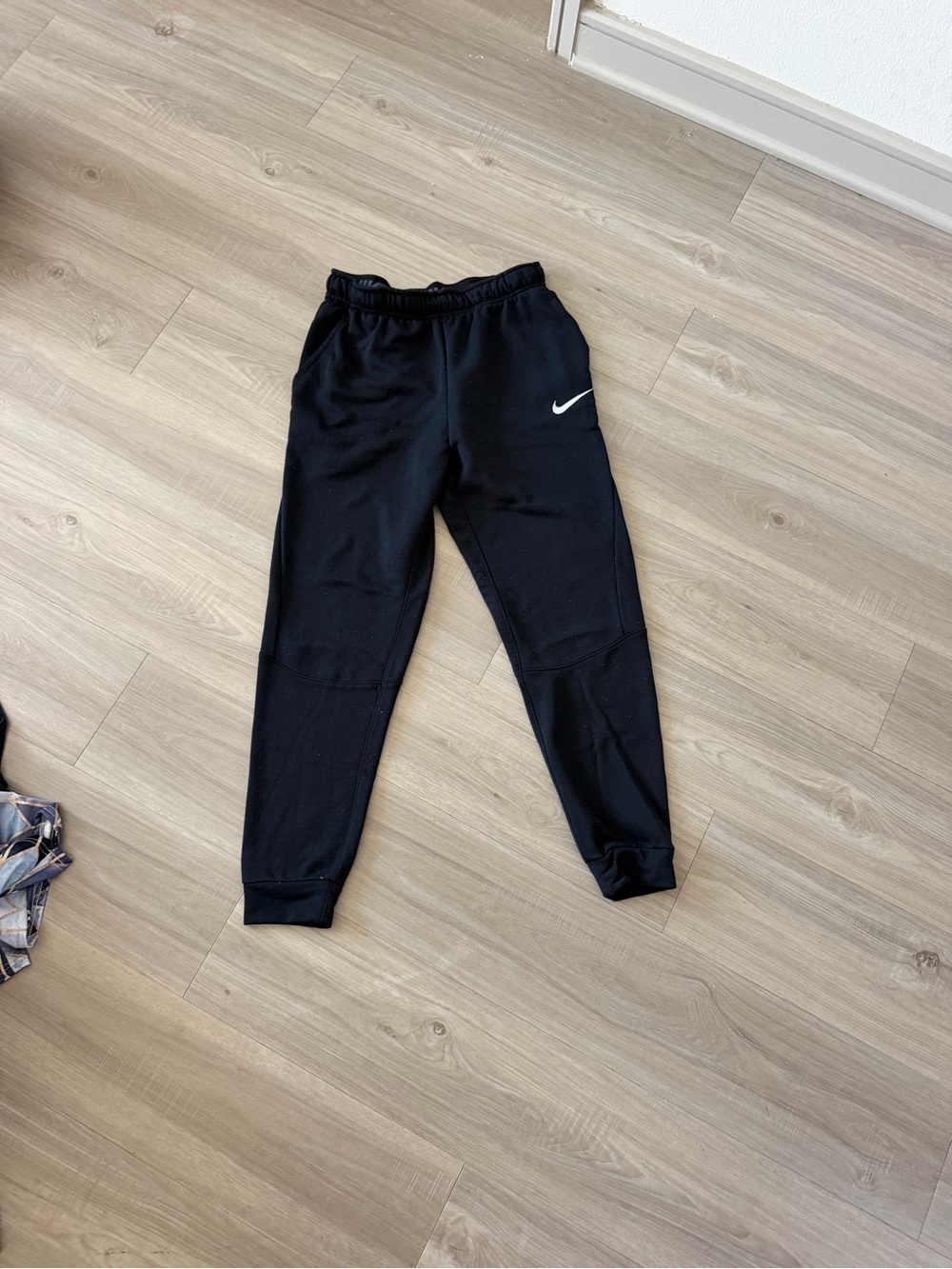 Nike Black Kids Jogger Pants with White Swoosh